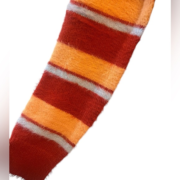 NWT Davi & Dani Red Orange Gray Stripe V Neck Long Sleeve Knit Sweater DRESS - Picture 5 of 9